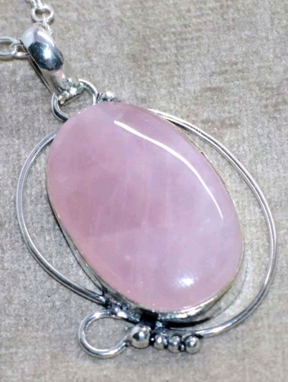 Rose Quartz Gemstone Jewelry 925 Sterling Silver Handmade Pendant Necklace - Picture 2 of 3